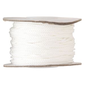 Cord, nylon, white, 1.5mm round. Sold per 100-foot spool.