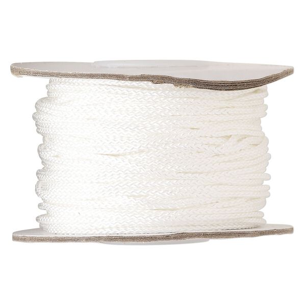 Cord, nylon, white, 1.5mm round. Sold per 100-foot spool. image number 0