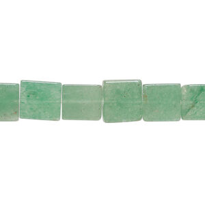Green aventurine 1pkg1, flat square bead natural, 15 inch 7-10mm light to medium
