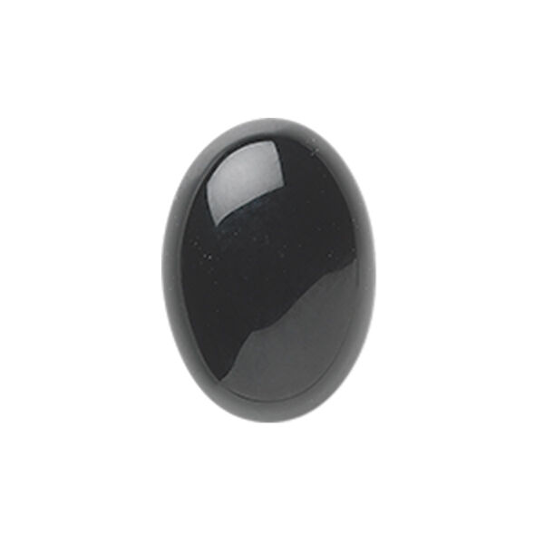 Cabochon, black onyx (dyed), 14x10mm calibrated oval, B grade, Mohs hardness 6-1/2 to 7. Sold per pkg of 6. image number 0