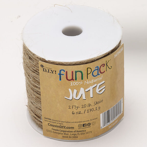 Cord, jute, pkg/6 ounces, tan, 1mm 2-ply round, 20 pound test. image number 0