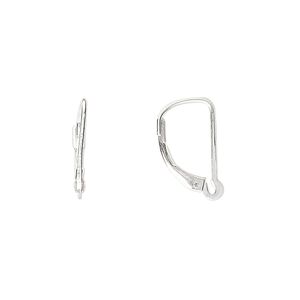 Ear wire leverback 1pkg20 sterling silver, 15mm / open loop, 10 pair