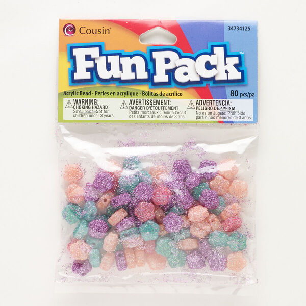 Bead mix, acrylic, mixed colors with glitter, 9-10mm flower. Sold per pkg of 80. image number 0