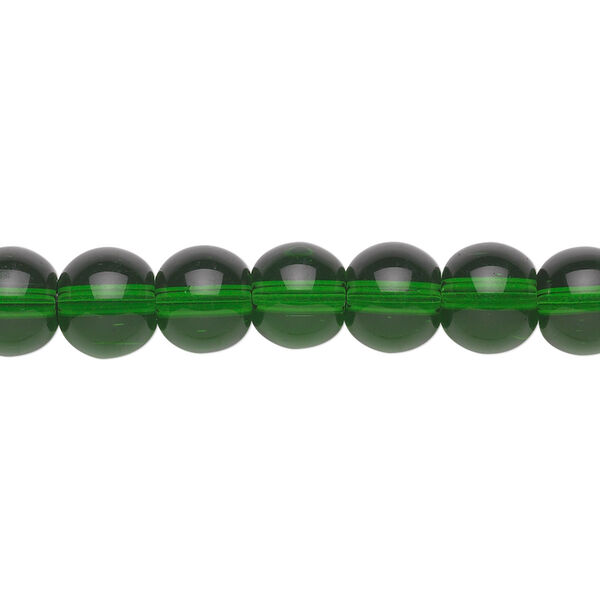 Bead, glass, emerald green, 8mm round. Sold per 36-inch strand. image number 0