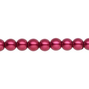 Pearl 2pk red, Celestial Crystal® 6mm round 15.5-16 inch