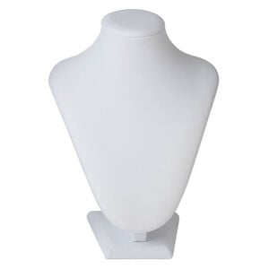 Display, necklace, velveteen and steel, white, 9 x 7 x 5 inches. Sold individually.