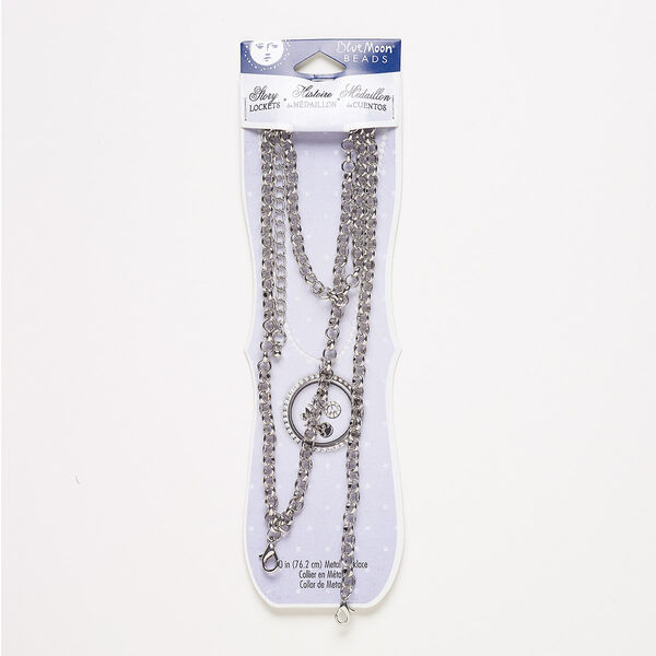 Chain, silver-finished "pewter" (zinc-based alloy) and steel, 6mm rolo, 30 inches with 3-inch extender chain and (2) lobster claw clasps. Sold individually. image number 0