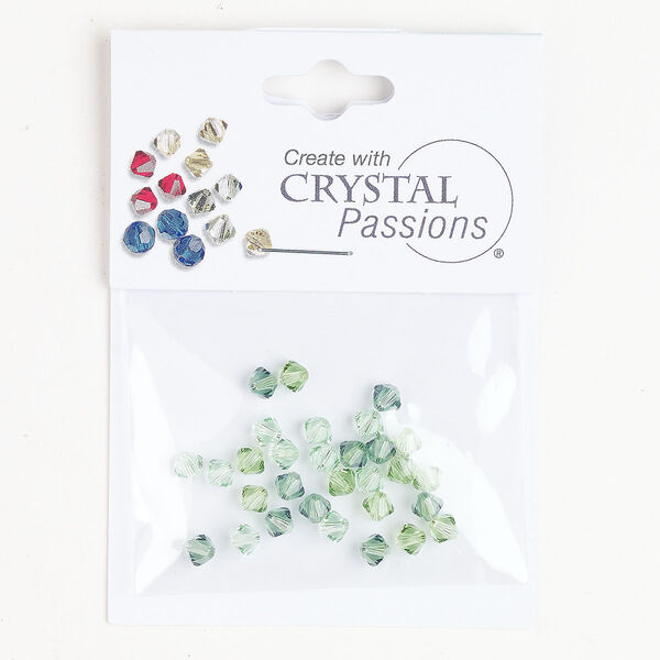 Bead mix 1pkg30 chrysolite / erinite / peridot Crystal Passions® 4mm bicone image number 0
