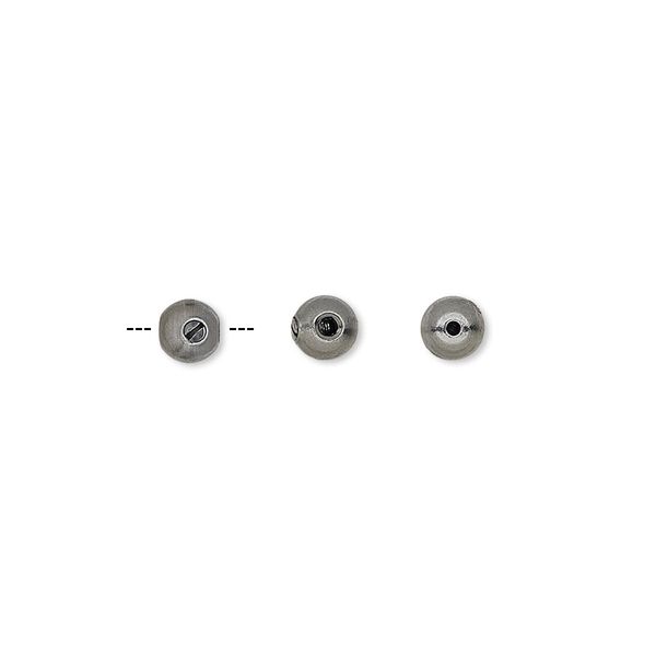 Crimp, Screw-Tite Crimps™, gunmetal-plated copper, 4mm round, for wire up to 0.024 inches. Sold per pkg of 12. image number 0
