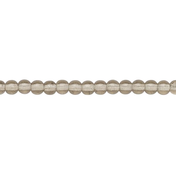 Bead, Czech glass druk, transparent smoke, 4mm round. Sold per 15-1/2" to 16" strand. image number 0