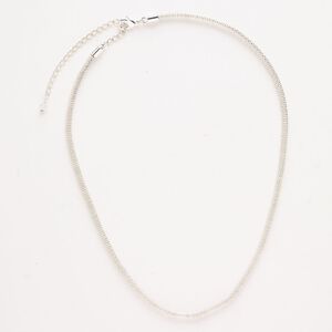 Chain "pewter" zinc-based alloy steel 1pk 3mm lantern 3-inch extender chain lobster claw clasp, silver finish clear 16 inches