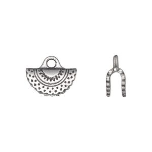 Crimp, TierraCast®, pewter (tin-based alloy), 15x8mm crescent. Sold per pkg of 2.