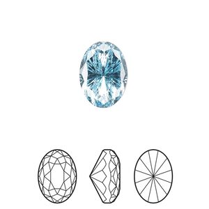 Fancy stone 1pk aquamarine foil back, Crystal Passions® 14x10mm magical oval 4160