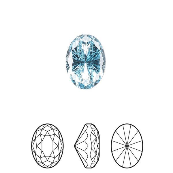 Fancy stone 1pk aquamarine foil back, Crystal Passions® 14x10mm magical oval 4160 image number 0