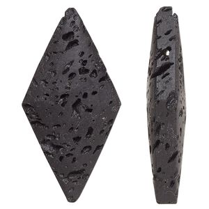 Lava rock 1pkg2, top-drilled diamond focal 40x20.5mm