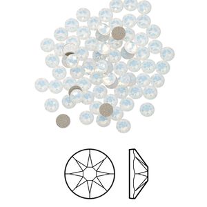 Flat back 144pk white opal foil back, Crystal Passions® 3-3.2mm rose round SS12 2088