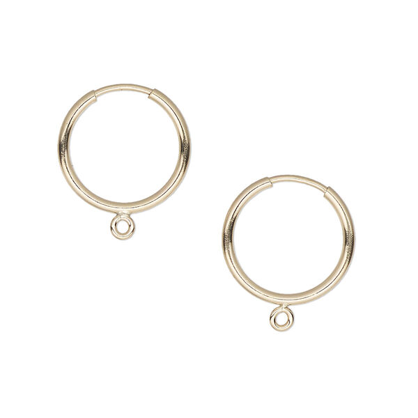 Earring hoop 1pkg2 14Kt gold-filled, 14mm / endless / closed loop, 21 gauge 1 pair image number 0