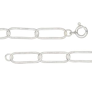 Chain 1pkg1 sterling silver paperclip, 5.5mm / springring clasp, 18 inch