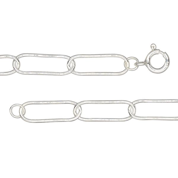 Chain, sterling silver, 5.5mm paperclip, 18-inches with springing clasp. Sold individually. image number 0