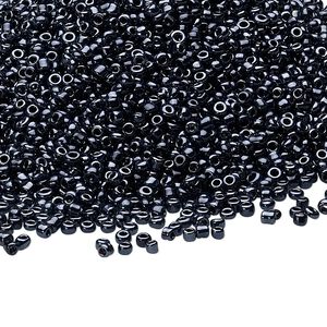 Seed bead, Ming Tree™, glass, pkg/1 pound, #11 round, opaque luster black.