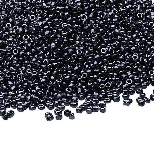 Seed bead, Ming Tree™, glass, pkg/1 pound, #11 round, opaque luster black. image number 0