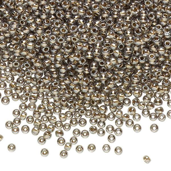 Seed bead, TOHO BEADS®, glass, pkg/50g, #11 round, transparent gold-lined black diamond (TR-11-993). image number 0