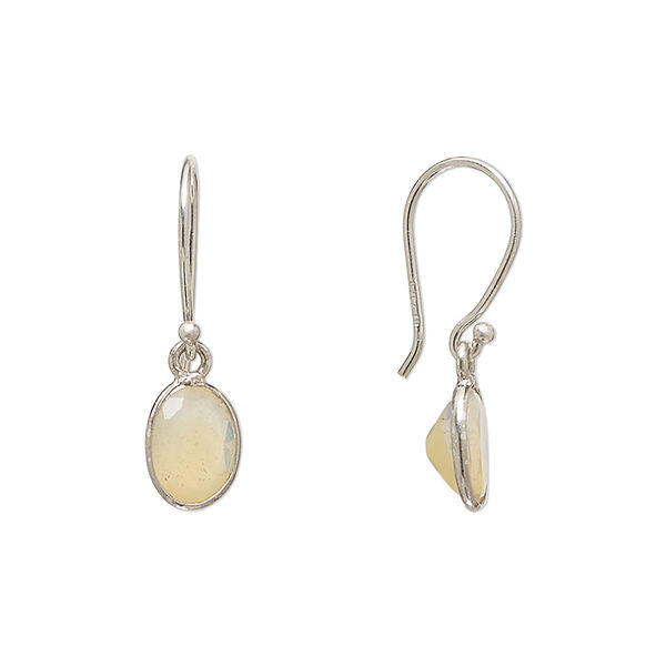 Earring, Create Compliments®, Ethiopian opal (natural) and rhodium-plated sterling silver, 23.5mm oval with fishhook ear wire, 21 gauge. Sold per pair. image number 0