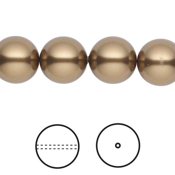 Pearl 10pk antique brass, Crystal Passions® 12mm round 5810 image number 0