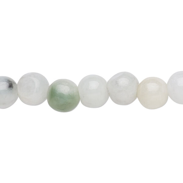 Bead, jadeite (natural), white, 8mm round with 0.5-1.5mm hole, C grade, Mohs hardness 6-1/2 to 7. Sold per 15-1/2" to 16" strand. image number 0