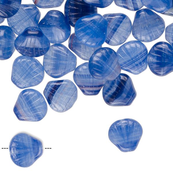Bead, Czech pressed glass, translucent blue and dark blue, 9mm textured shell. Sold per 1-ounce pkg, approximately 55 beads. image number 0