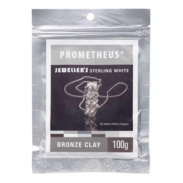 Prometheus® sterling white bronze clay, pkg/100g, rapid and low fire formula. image number 0
