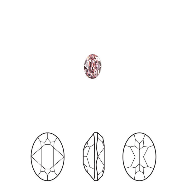 Fancy stone 360pk light rose foil back, Swarovski® 6x4mm oval 4120 image number 0