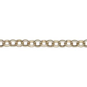Chain, gold-finished steel, 4.5mm rolo. Sold per pkg of 1 meter.