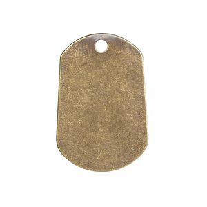 Drop, brass, 29x20mm double-sided blank dog tag, 26 gauge. Sold per pkg of 4.