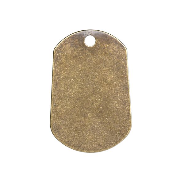 Drop, brass, 29x20mm double-sided blank dog tag, 26 gauge. Sold per pkg of 4. image number 0