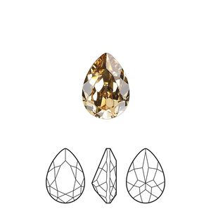 Fancy stone 2pk light Colorado topaz foil back, Preciosa MAXIMA Czech crystal rhinestone 14x10mm pear
