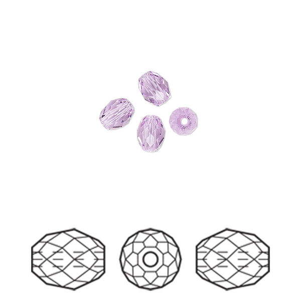 Bead 4pk violet, Crystal Passions® 5x4mm olive briolette 5044 image number 0