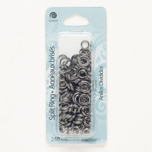 Split ring mix, steel, pkg/240, gunmetal finish, 6mm and 8mm round. image number 0