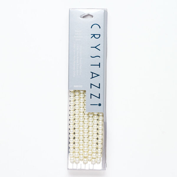 Bead, crystal pearl 1pkg190, ecru, 6mm round. image number 0