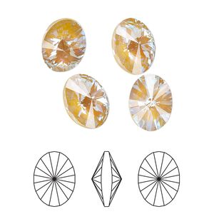 Chaton 2pk crystal ochre DeLite, Crystal Passions® 18x13.5mm oval rivoli 4122