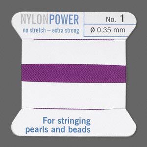 Thread, Griffin, nylon, amethyst purple, size #1. Sold per 2-meter card (approximately 78 inches).