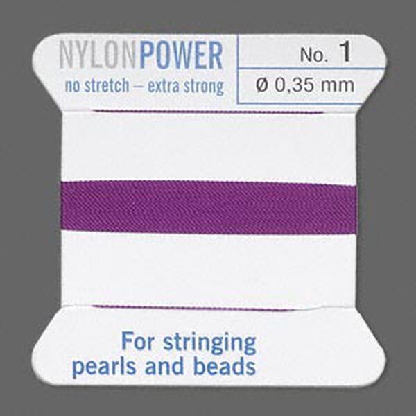 Thread, Griffin, nylon, amethyst purple, size #1. Sold per 2-meter card (approximately 78 inches). image number 0