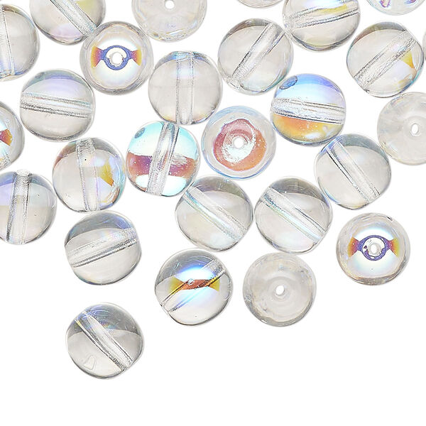 Czech glass 1pkg50, round druk bead clear AB 8mm image number 0