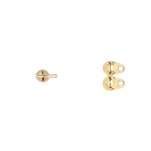 Bead tip, gold-plated brass, 6.5x4mm side clamp-on with closed loop. Sold per pkg of 100.