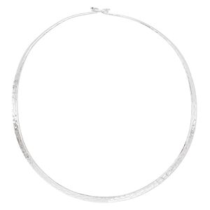 Neckwire, silver-plated steel, 5mm flat hammered, 17 inches with hook clasp. Sold individually.