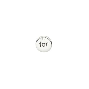 Drop, sterling silver and enamel, black, 8mm single-sided round with "for." Sold individually.
