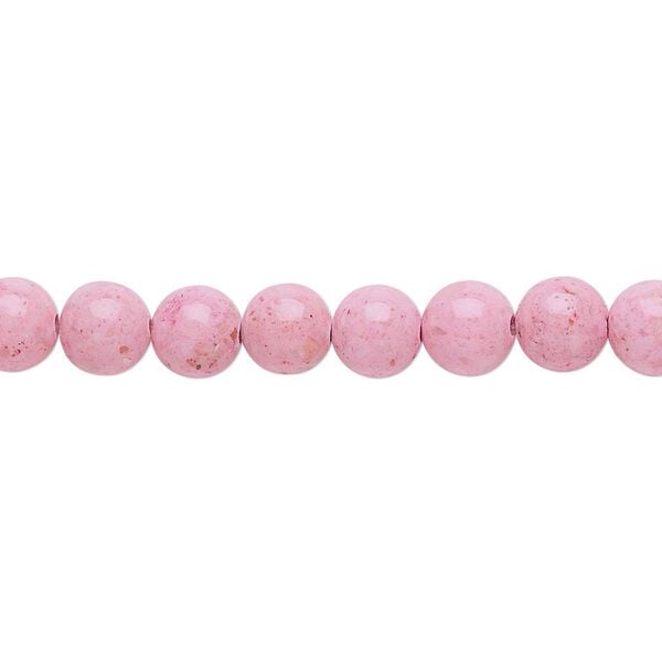 Bead, riverstone (dyed), pink, 6mm round, B grade, Mohs hardness 3-1/2. Sold per 15-1/2" to 16" strand. image number 0