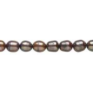 Pearl 1pkg1 cultured freshwater, 5-7mm rice C grade, 15 inch dyed copper peacock