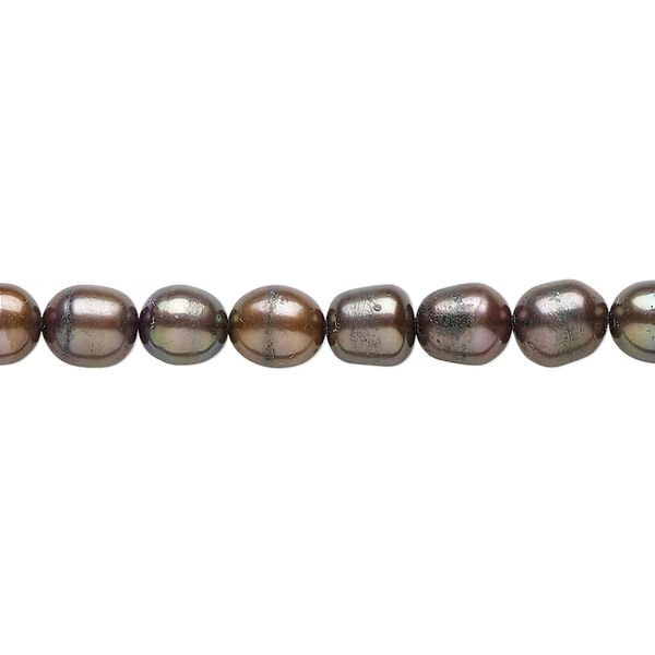 Pearl 1pkg1 cultured freshwater, 5-7mm rice C grade, 15 inch dyed copper peacock image number 0