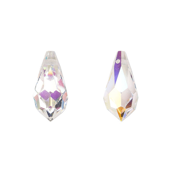 Briolette 4pk crystal AB, Preciosa Czech crystal 18x9mm pendant drop image number 0